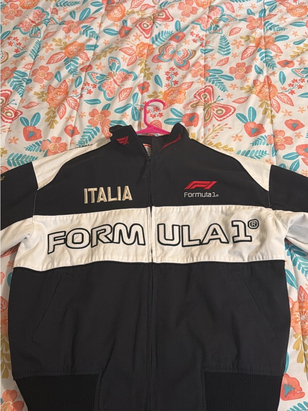PacSun Black and White Italia Formula 1 Bomber Jacket